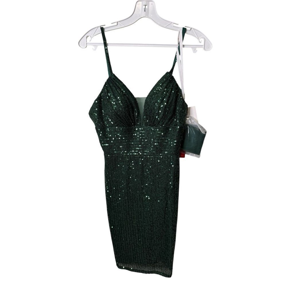 Dancing Queen Emerald Green Sequin Mini Dress Small